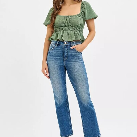 RISEN Tummy Control High Rise Crop Straight Jeans - Picture 6 of 7